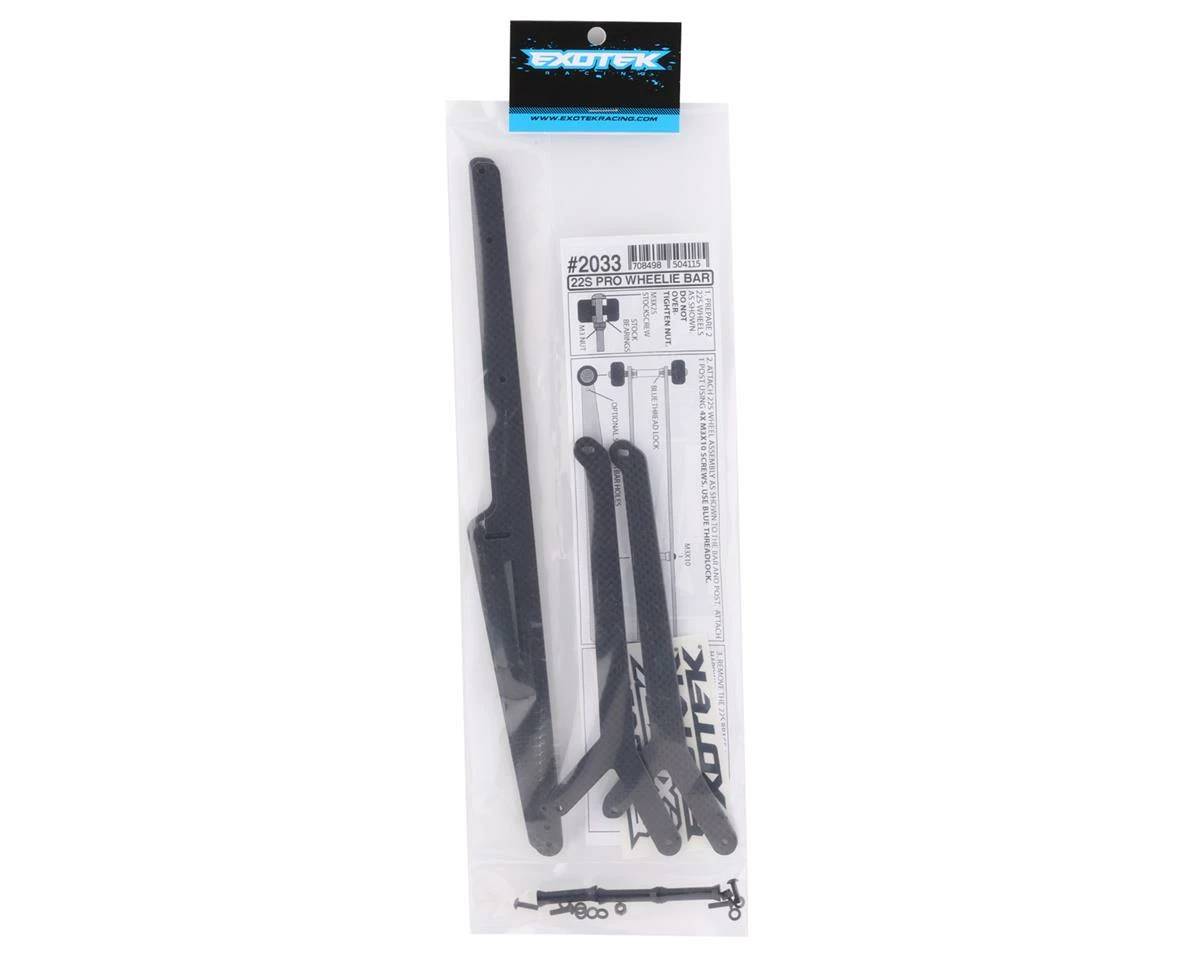 EXOTEK TLR 22S Losi Drag Carbon Fiber Adjustable Ladder Wheelie Bar Set (Extra Long) - Image 2