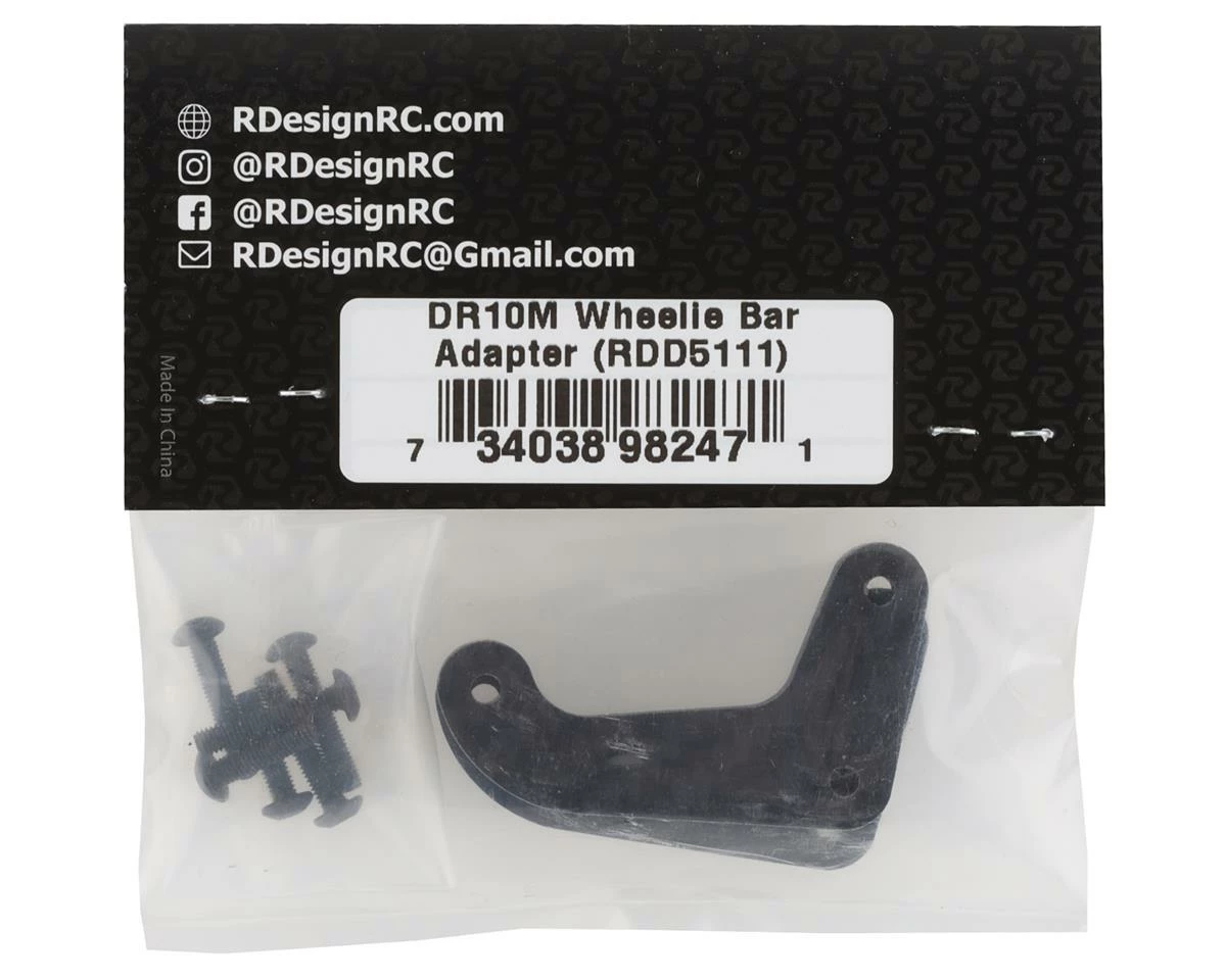 R-Design DR10M Traxxas Width Carbon Wheelie Bar Adapter - Image 2